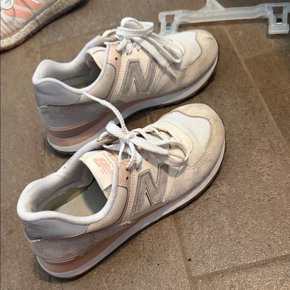 New Balance Cream and Pink Sneakers